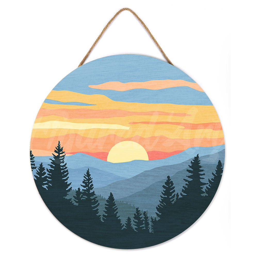 Malen nach Zahlen auf Holzscheibe – Kiefernwald