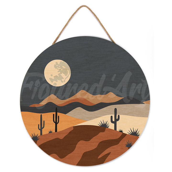 Malen nach Zahlen auf Holzscheibe – Mondschein in der Wüste