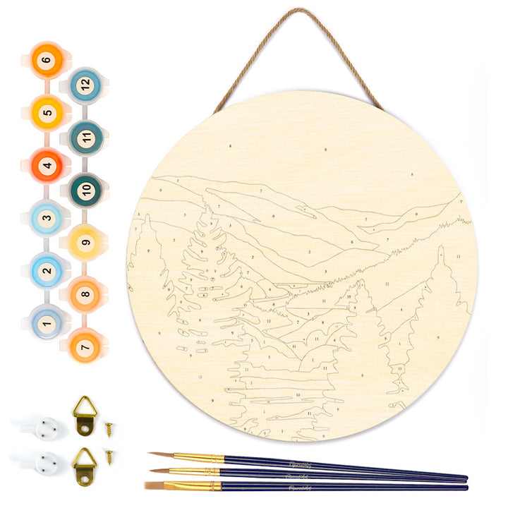 Malen nach Zahlen auf Holzscheibe – Herbsttal