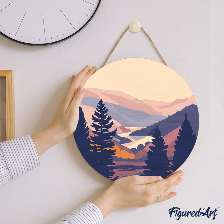 Malen nach Zahlen auf Holzscheibe – Herbsttal