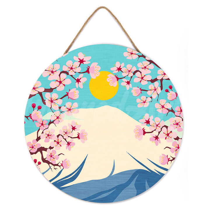 Malen nach Zahlen auf Holzscheibe – Der Berg Fuji