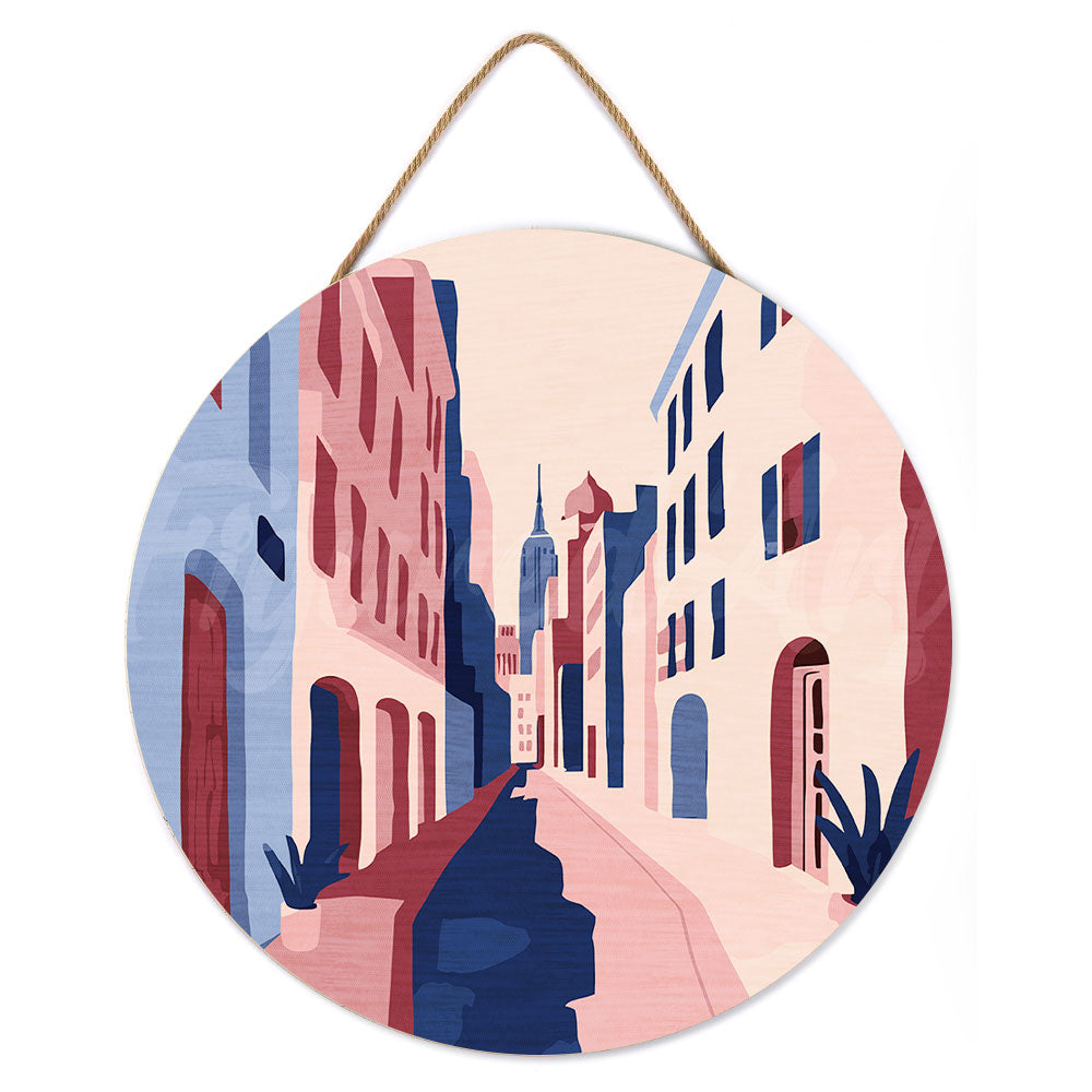 Malen nach Zahlen auf Holzscheibe – Gasse