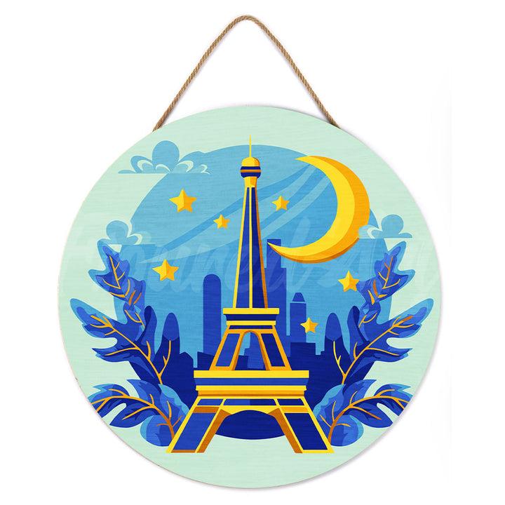 Malen nach Zahlen auf Holzscheibe – Eiffelturm