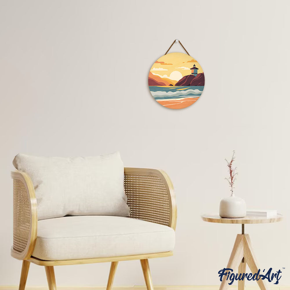 Malen nach Zahlen auf Holzscheibe – Strand von Malibu