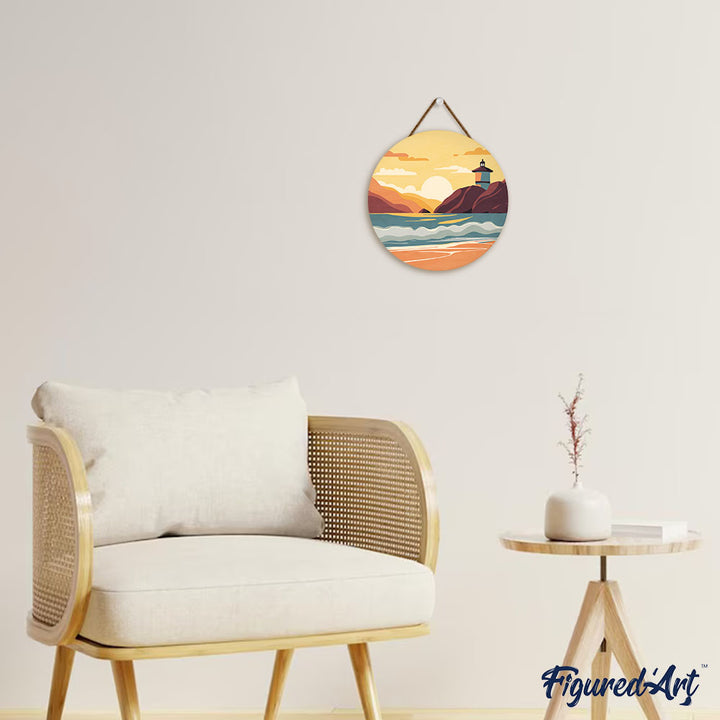 Malen nach Zahlen auf Holzscheibe – Strand von Malibu