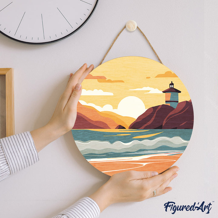 Malen nach Zahlen auf Holzscheibe – Strand von Malibu