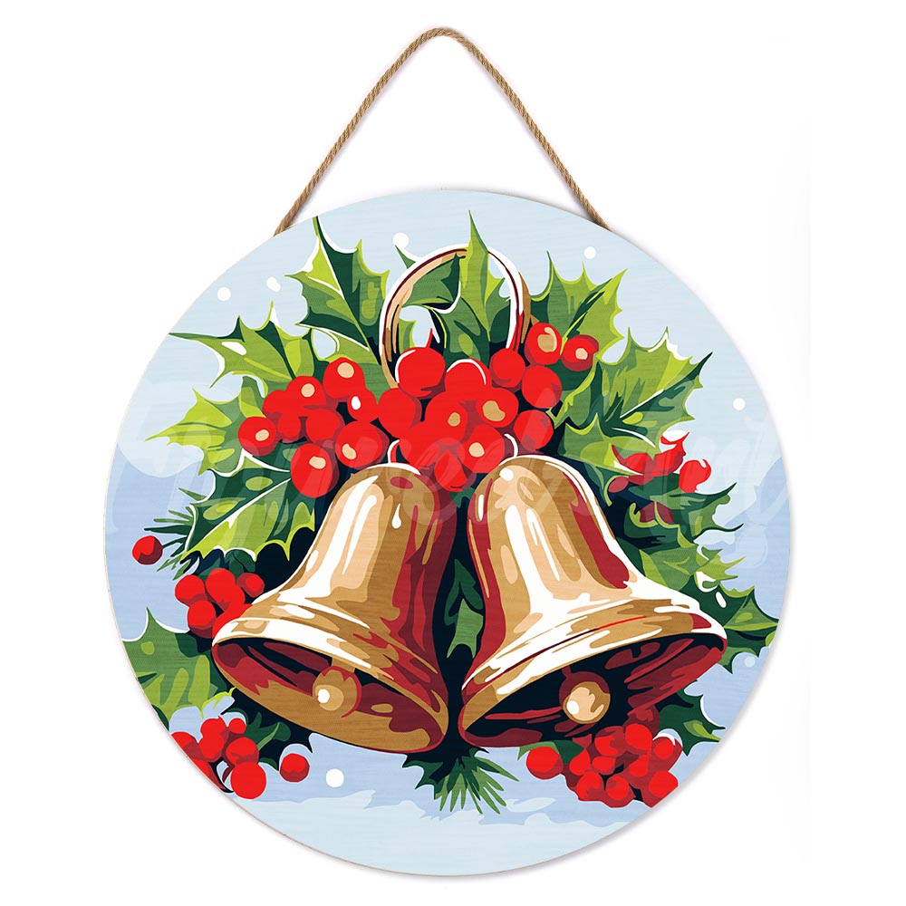 Malen nach Zahlen auf Holzscheibe – Weihnachtsglocken