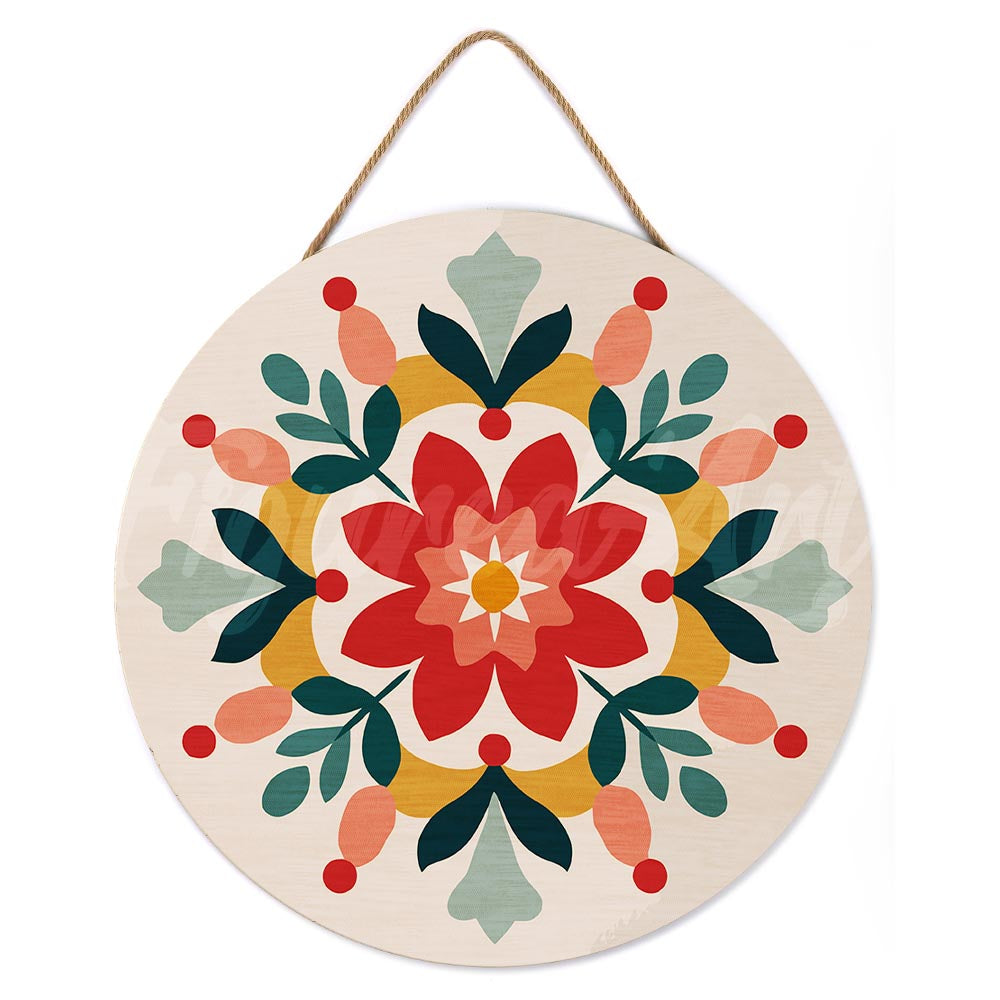 Malen nach Zahlen auf Holzscheibe – Wintermandala