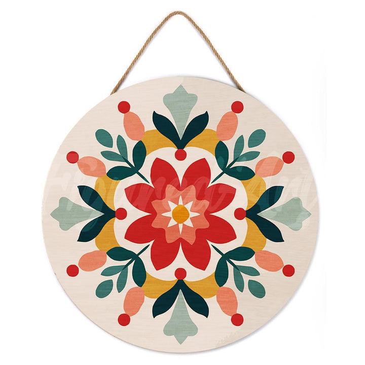 Malen nach Zahlen auf Holzscheibe – Wintermandala