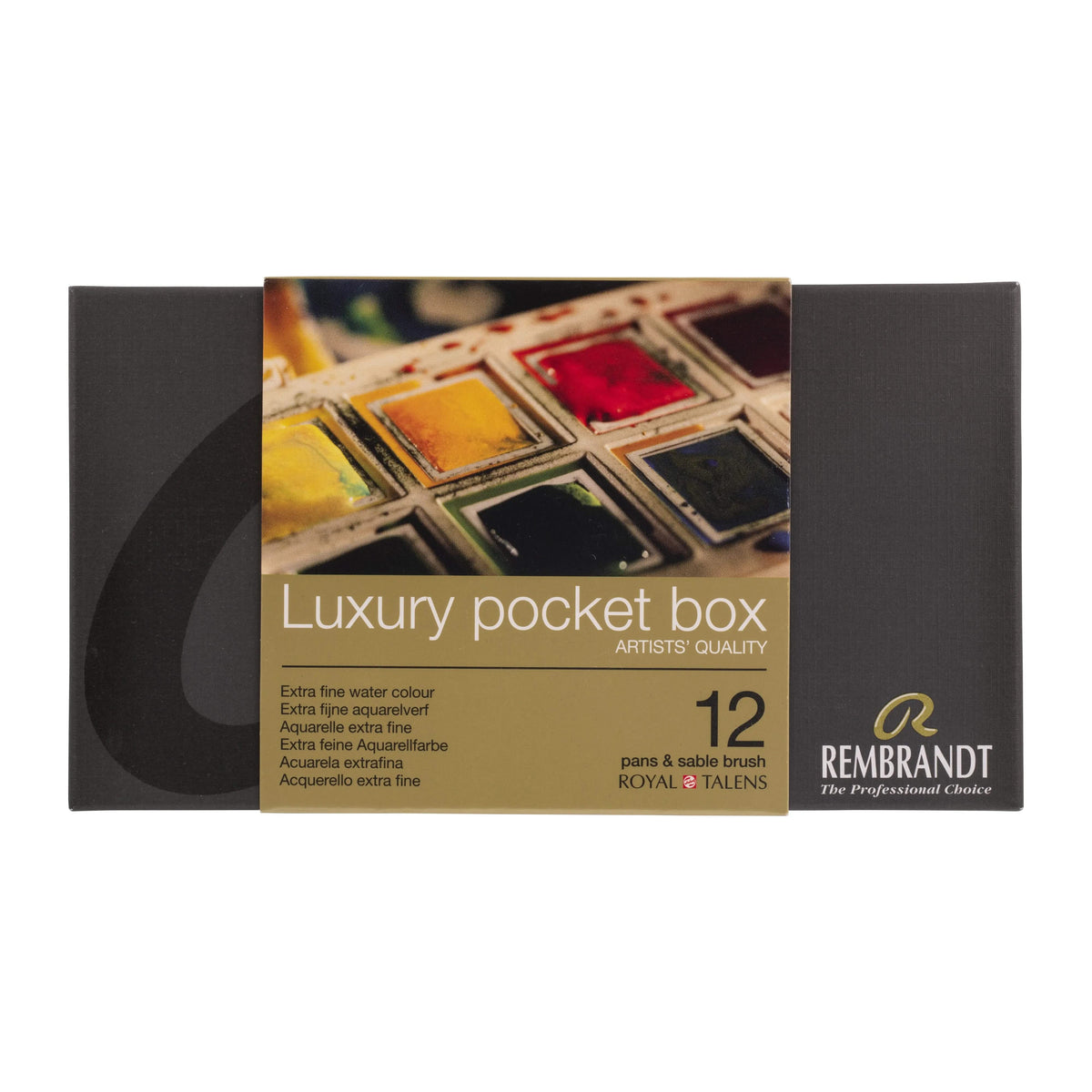 Rembrandt Aquarellfarben-Set im Kunststoff-Kasten | 12 Näpfchen + Pinsel - Kidis Art