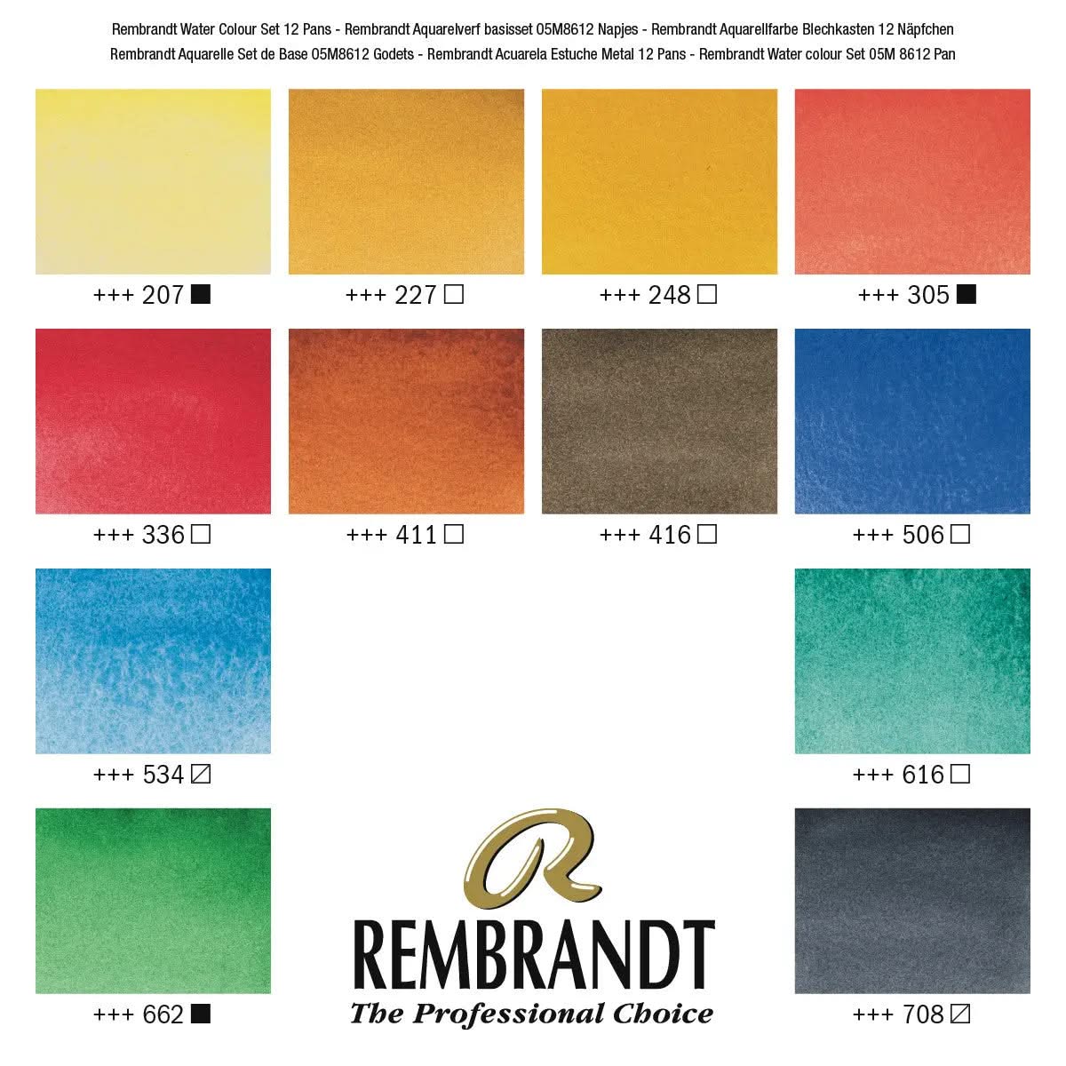 Rembrandt Aquarellfarben-Set im Metalletui | 12 Näpfchen + Pinsel - Kidis Art
