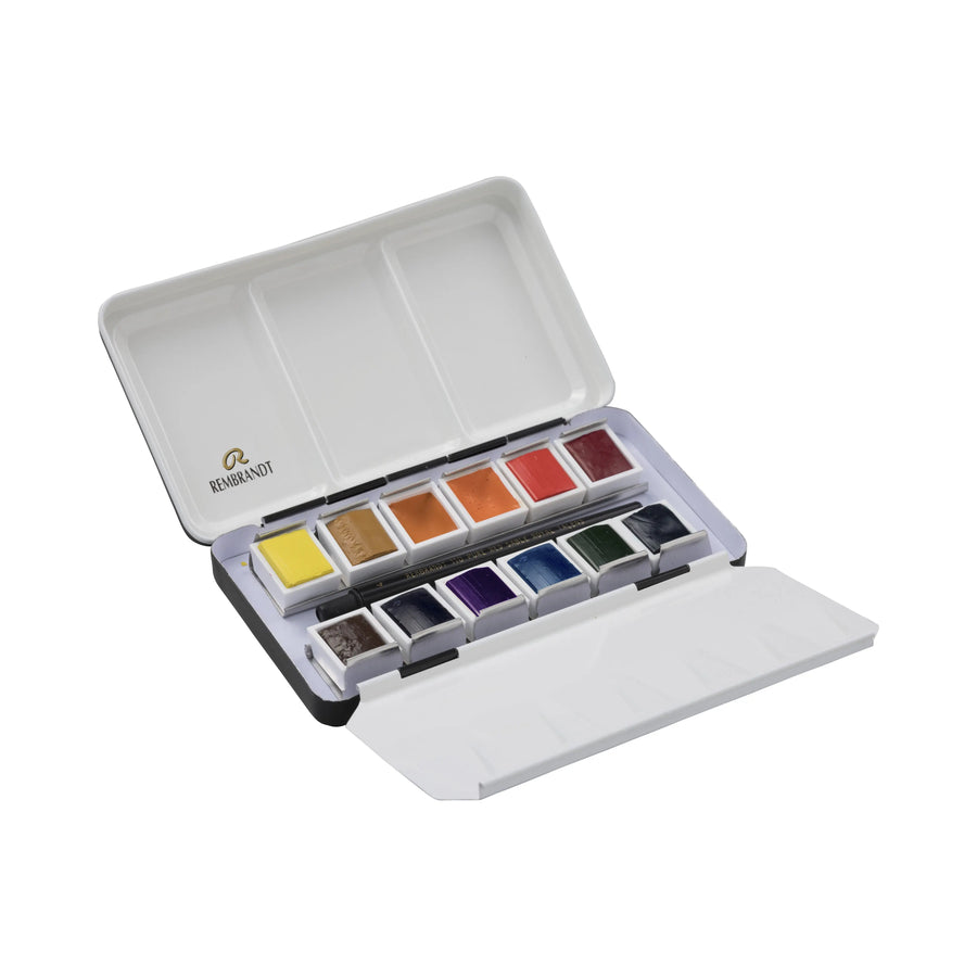 Rembrandt Aquarellfarben-Set im Metalletui für Landschaften I 12 Näpfchen + Pinsel