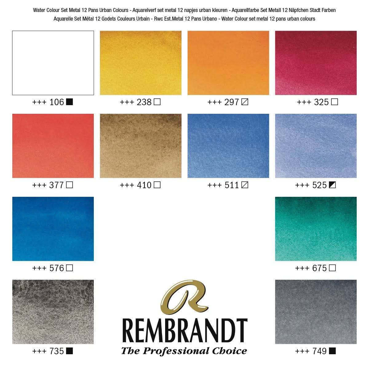 Rembrandt Aquarellfarben-Set im Metalletui für Stadtlandschaften I 12 Näpfchen + Pinsel - Kidis Art