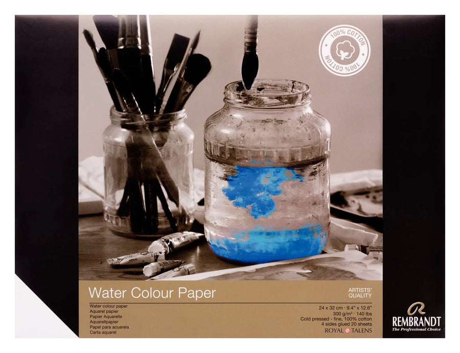 Rembrandt Aquarellpapier (100 % Baumwolle) | 24 x 32 cm, 300 g, 20 Blatt