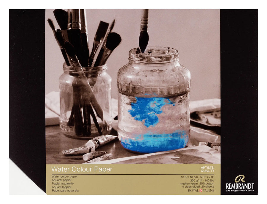 Rembrandt Aquarellpapier (25 % Baumwolle) | 13,5 x 18 cm, 300 g, 20 Blatt