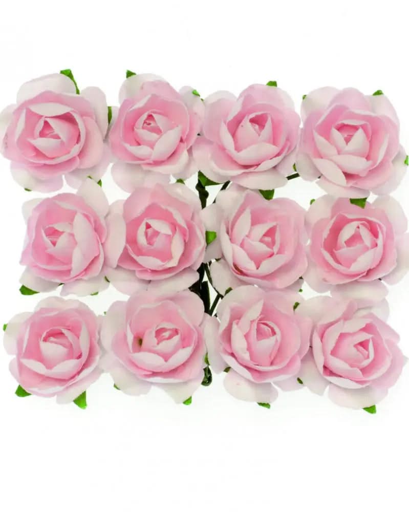 Röschen mit Draht 18mm 12Stk rosa - Kidis Art