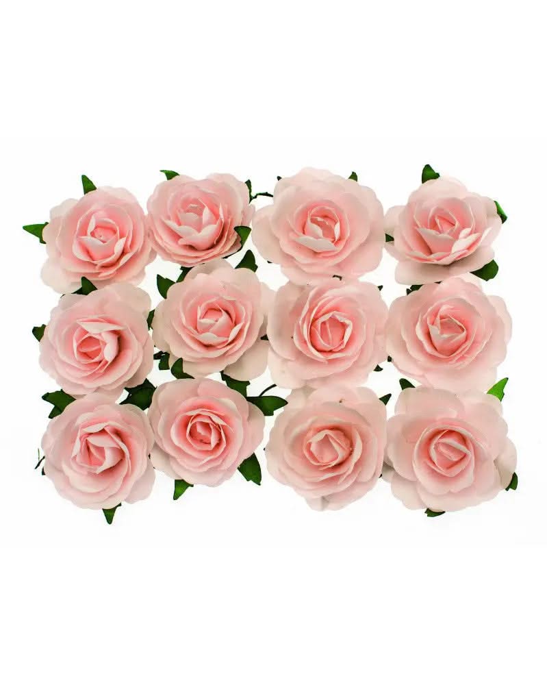 Röschen rosa mit Draht, 40mm 12Stk - Kidis Art