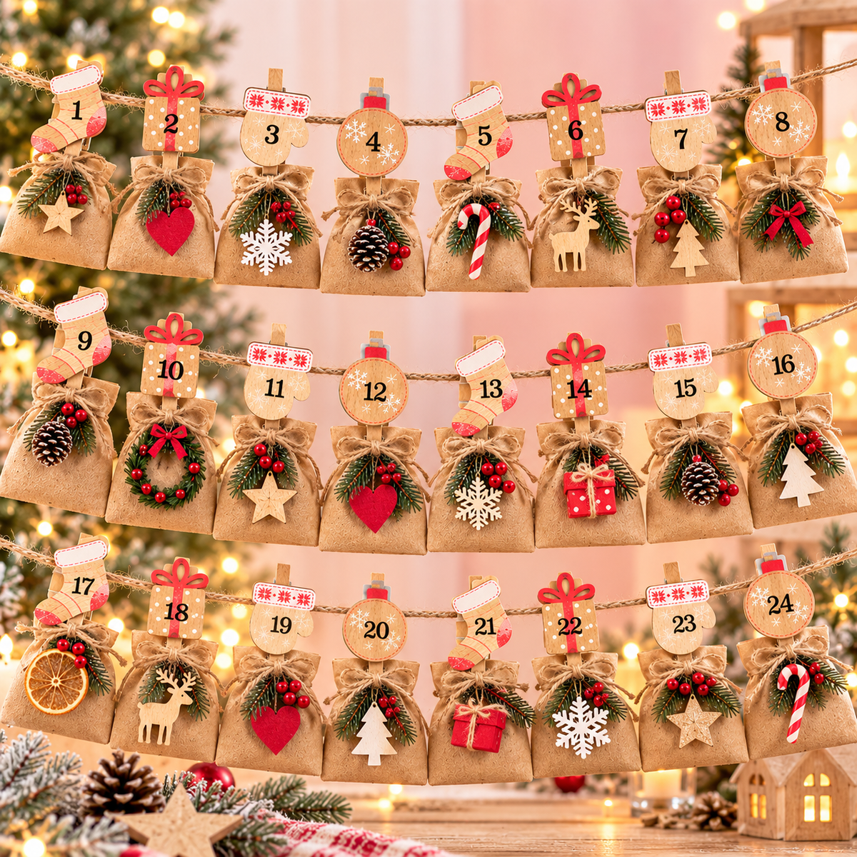 Adventskalender Klammern Natur