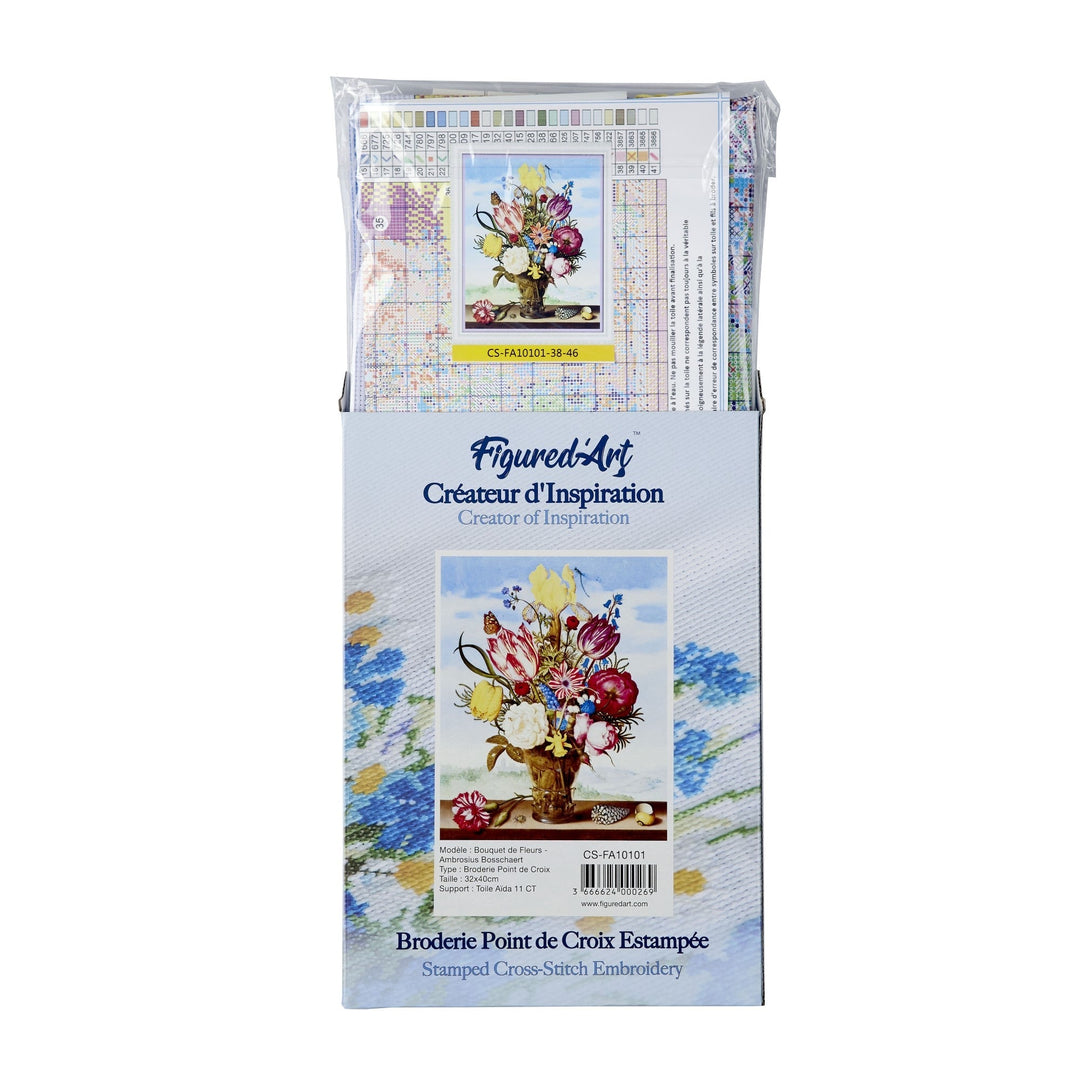 Kreuzstich 32x40cm – Eiffelturm und Blumen