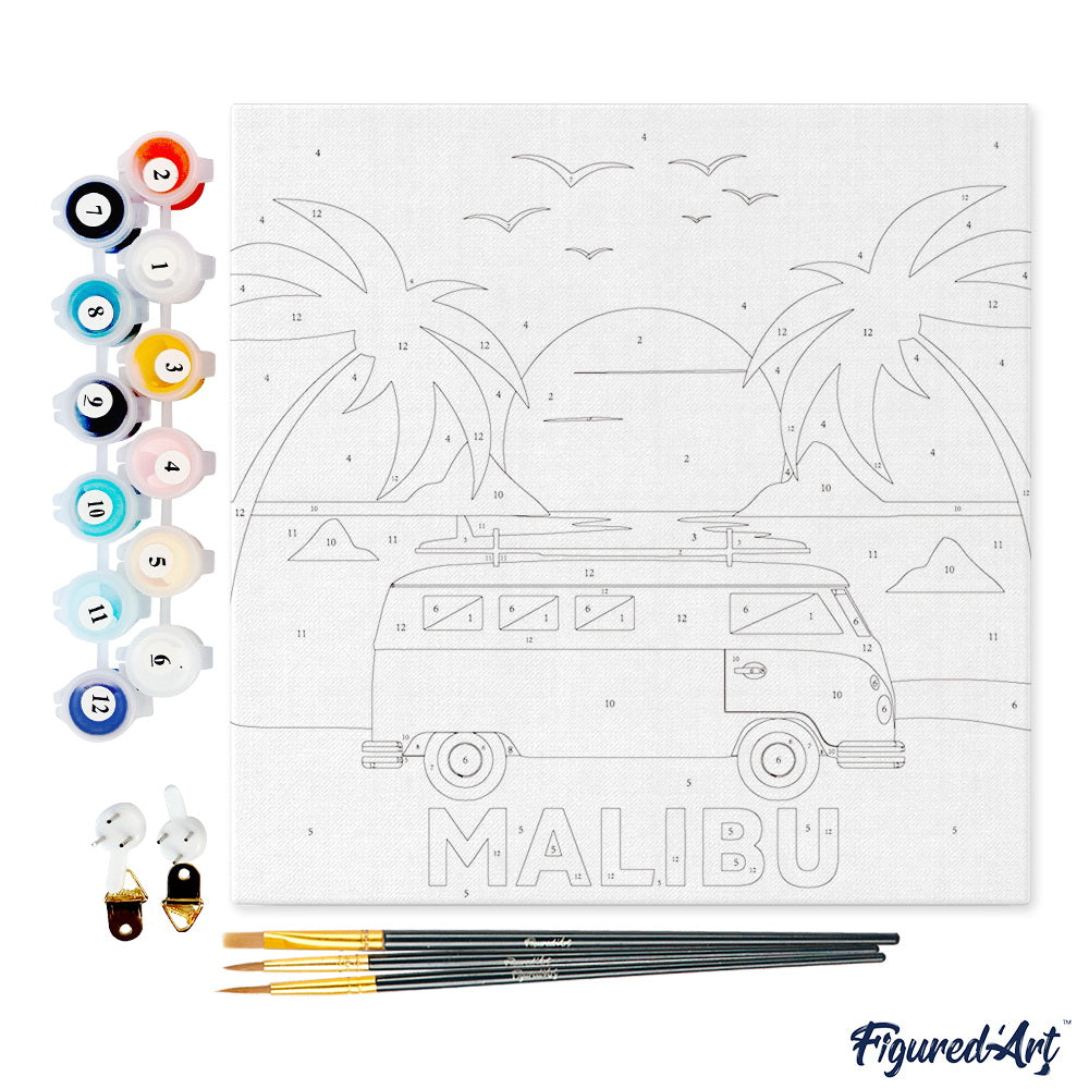 Mini Malen nach Zahlen mit Rahmen 20x20cm - Malibu - Kidis Art