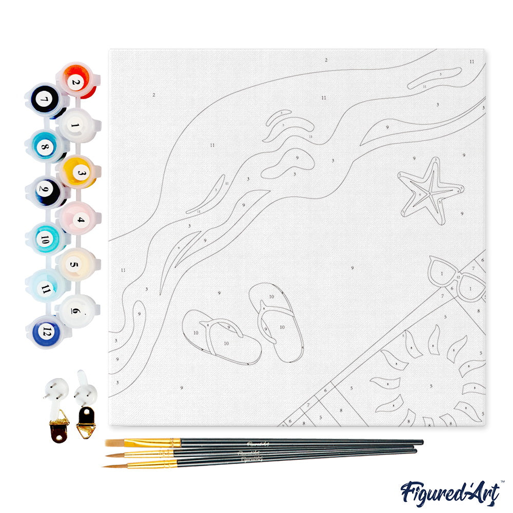 Mini Malen nach Zahlen mit Rahmen 20x20cm - Zum Strand