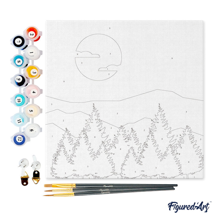 Mini Malen nach Zahlen mit Rahmen 20x20cm - Tannenwald