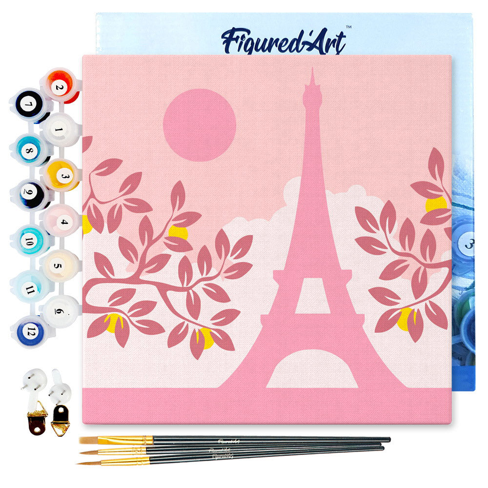 Mini Malen nach Zahlen mit Rahmen 20x20cm - Paris in der Sonne