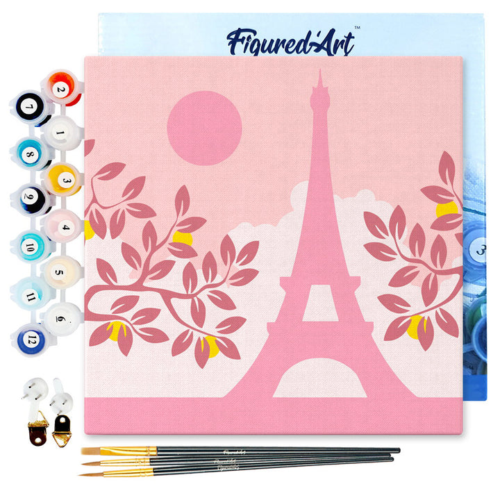 Mini Malen nach Zahlen mit Rahmen 20x20cm - Paris in der Sonne