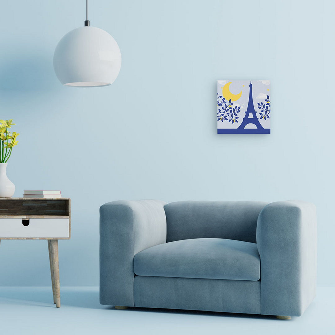 Mini Malen nach Zahlen mit Rahmen 20x20cm - Paris unter dem Mond