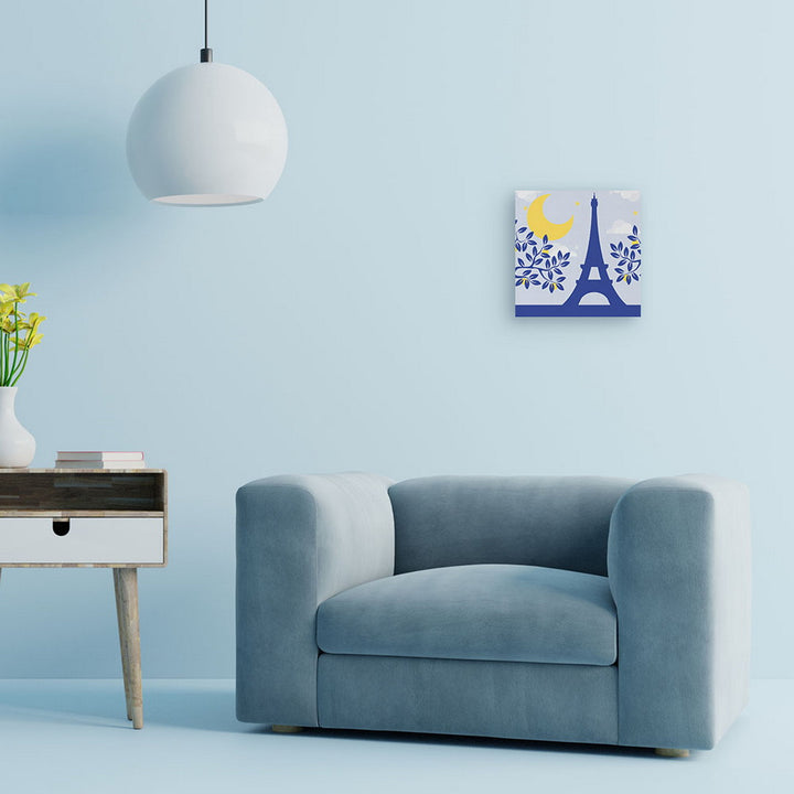 Mini Malen nach Zahlen mit Rahmen 20x20cm - Paris unter dem Mond