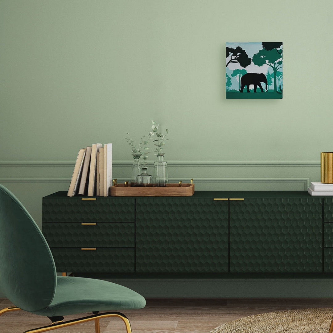 Mini Malen nach Zahlen mit Rahmen 20x20cm - Elefant im grünen Wald