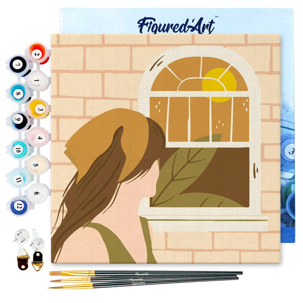 Mini Malen nach Zahlen mit Rahmen 20x20cm - Frau mit Kopftuch