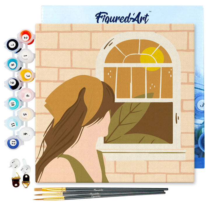 Mini Malen nach Zahlen mit Rahmen 20x20cm - Frau mit Kopftuch