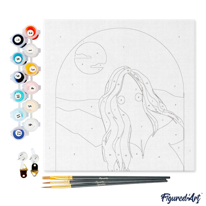 Mini Malen nach Zahlen mit Rahmen 20x20cm - Frau und Arkade