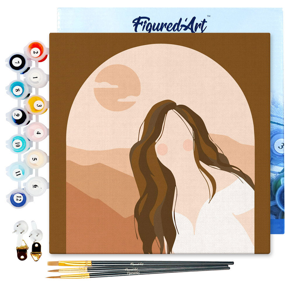 Mini Malen nach Zahlen mit Rahmen 20x20cm - Frau und Arkade