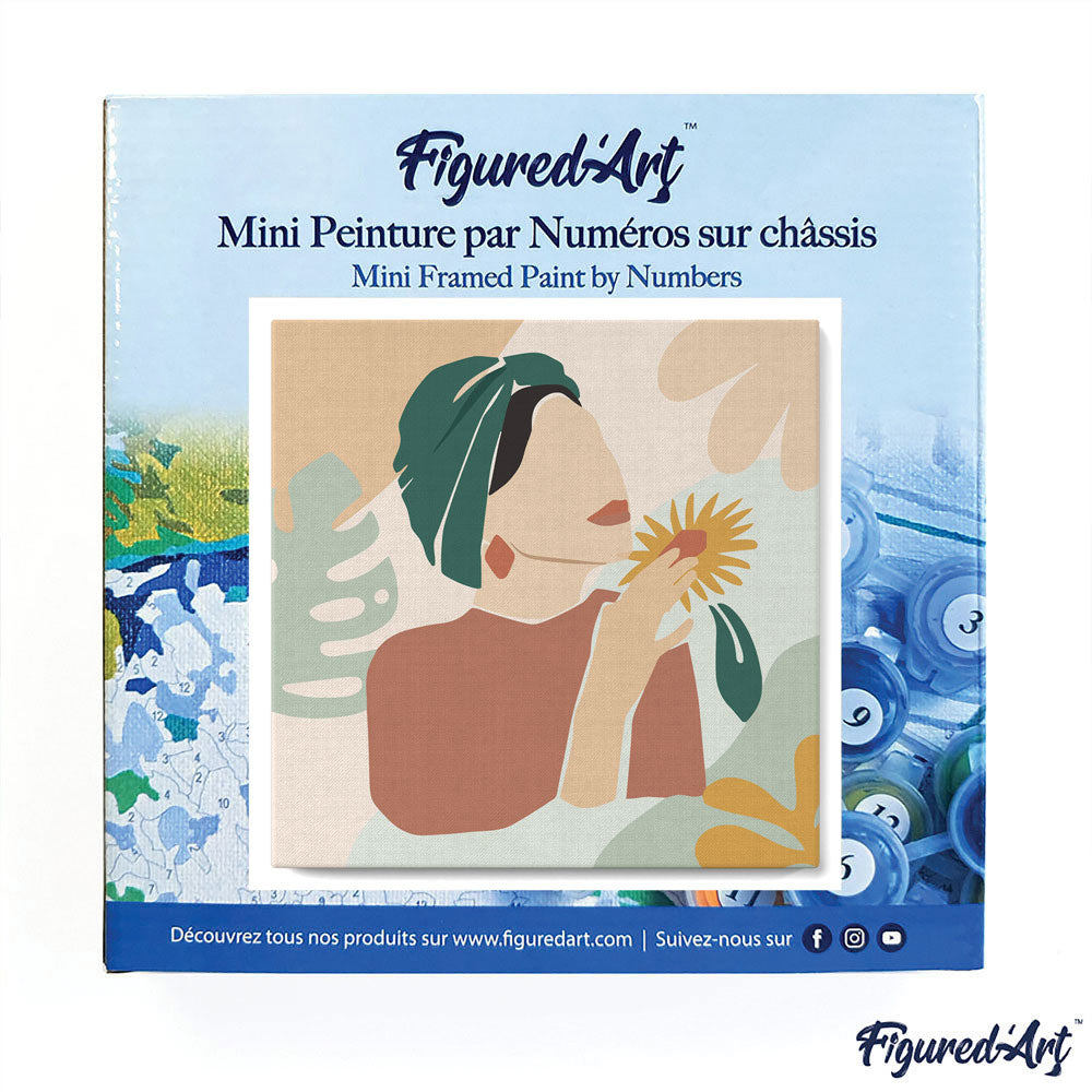 Mini Malen nach Zahlen mit Rahmen 20x20cm - Frau mit grünem Turban