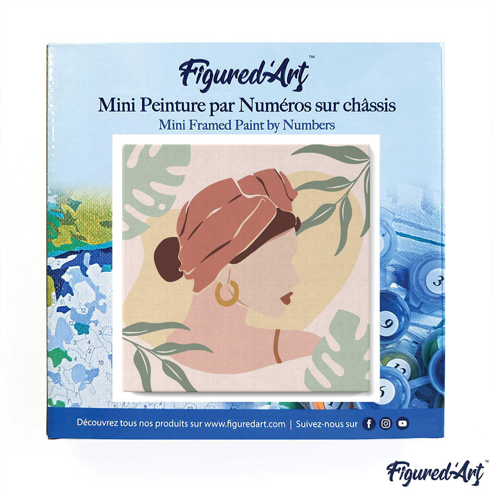 Mini Malen nach Zahlen mit Rahmen 20x20cm - Frau mit einem Turban