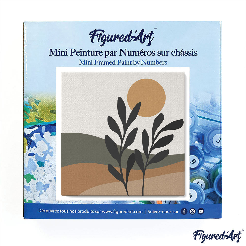 Mini Malen nach Zahlen mit Rahmen 20x20cm - Landschaft und Pflanze - Kidis Art