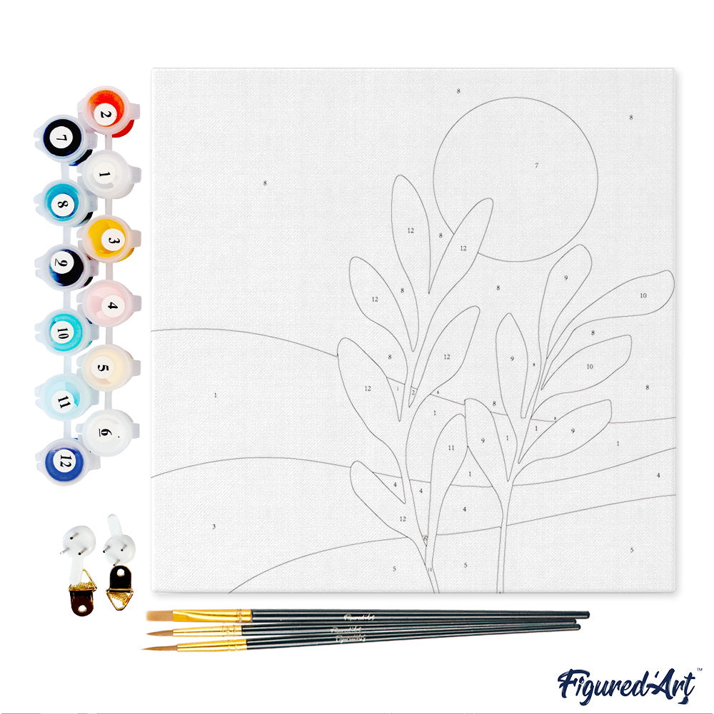 Mini Malen nach Zahlen mit Rahmen 20x20cm - Landschaft und Pflanze