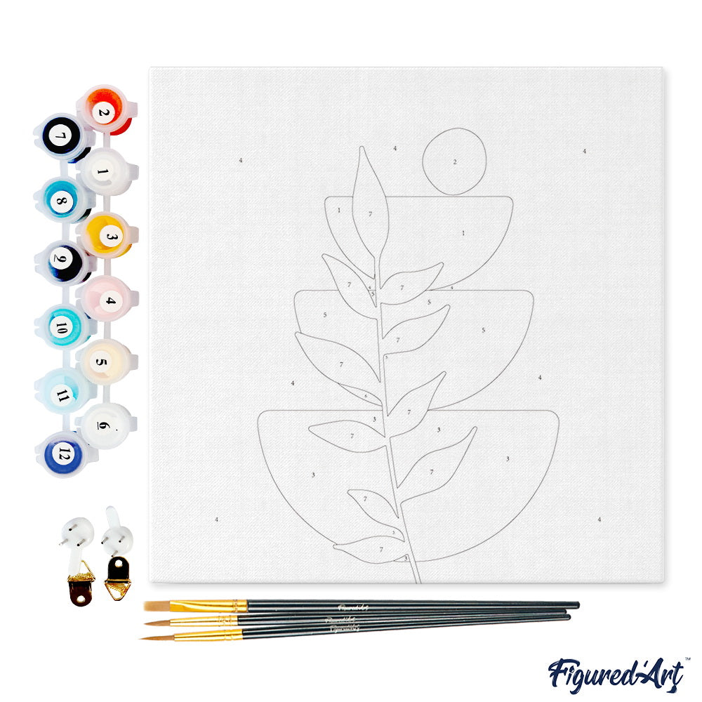 Mini Malen nach Zahlen mit Rahmen 20x20cm - Pflanze 2