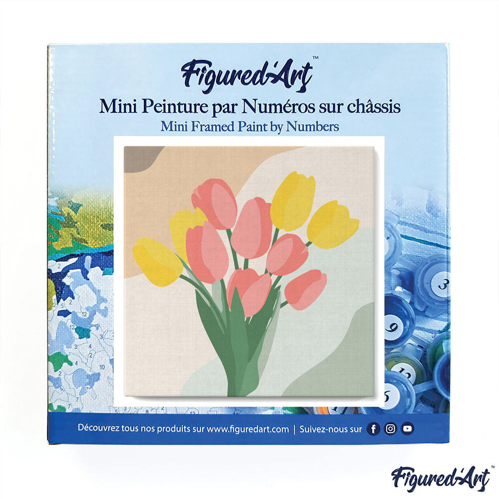 Mini Malen nach Zahlen mit Rahmen 20x20cm - Tulpenstrauss - Kidis Art