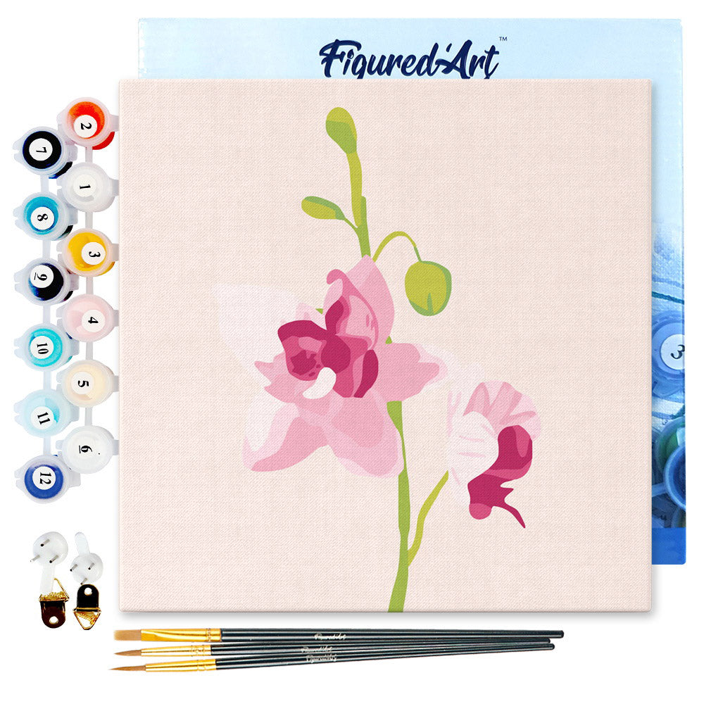 Mini Malen nach Zahlen mit Rahmen 20x20cm - Orchidee - Kidis Art