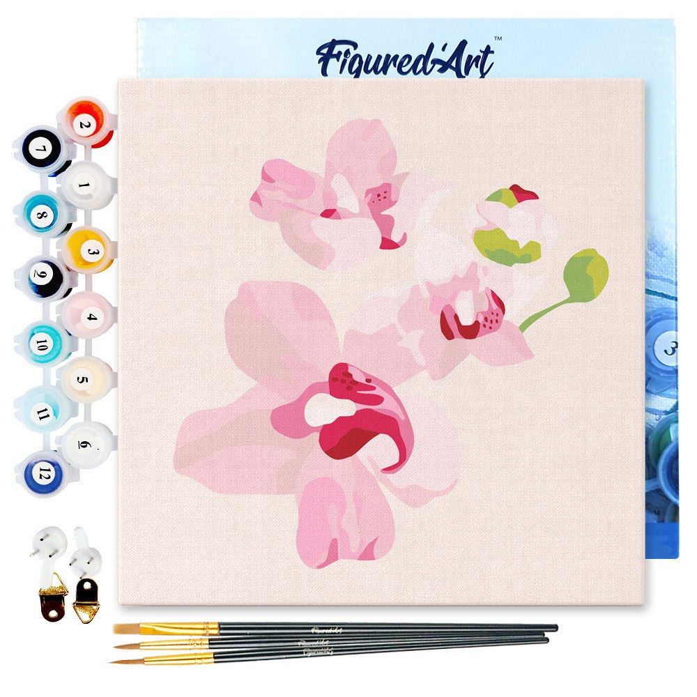 Mini Malen nach Zahlen mit Rahmen 20x20cm - Orchideenblumen - Kidis Art
