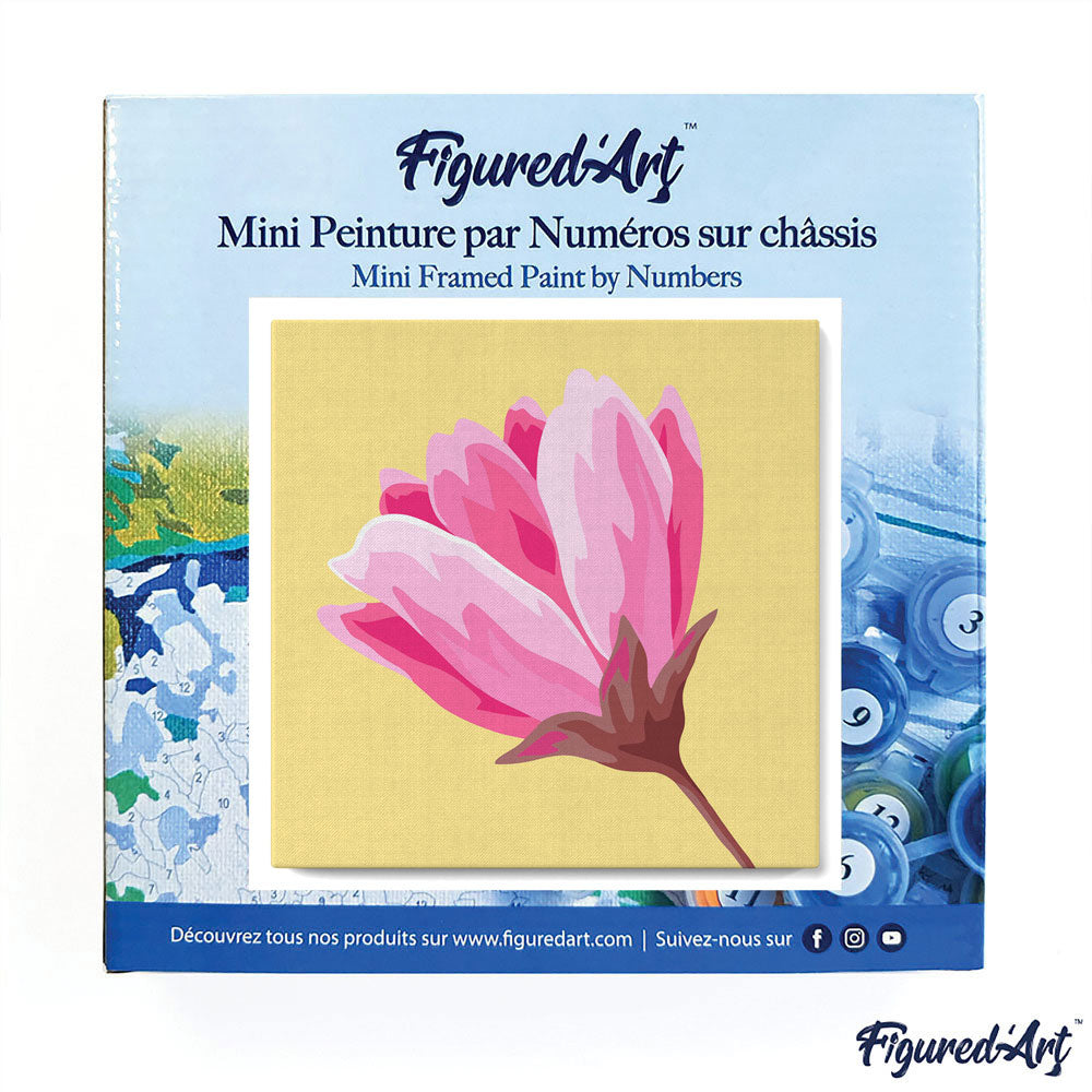 Mini Malen nach Zahlen mit Rahmen 20x20cm - Pinke Rose - Kidis Art