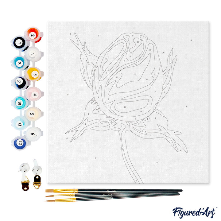 Mini Malen nach Zahlen mit Rahmen 20x20cm - Rosenknospen