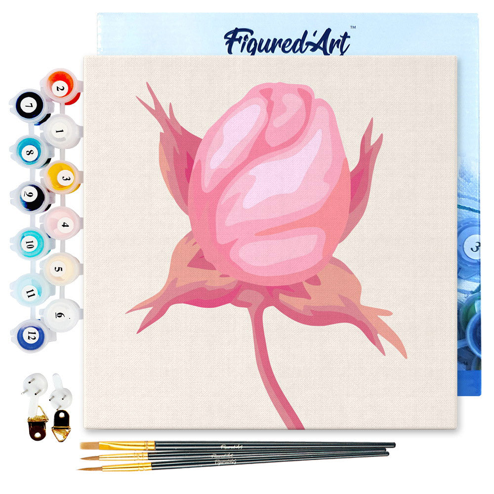 Mini Malen nach Zahlen mit Rahmen 20x20cm - Rosenknospen