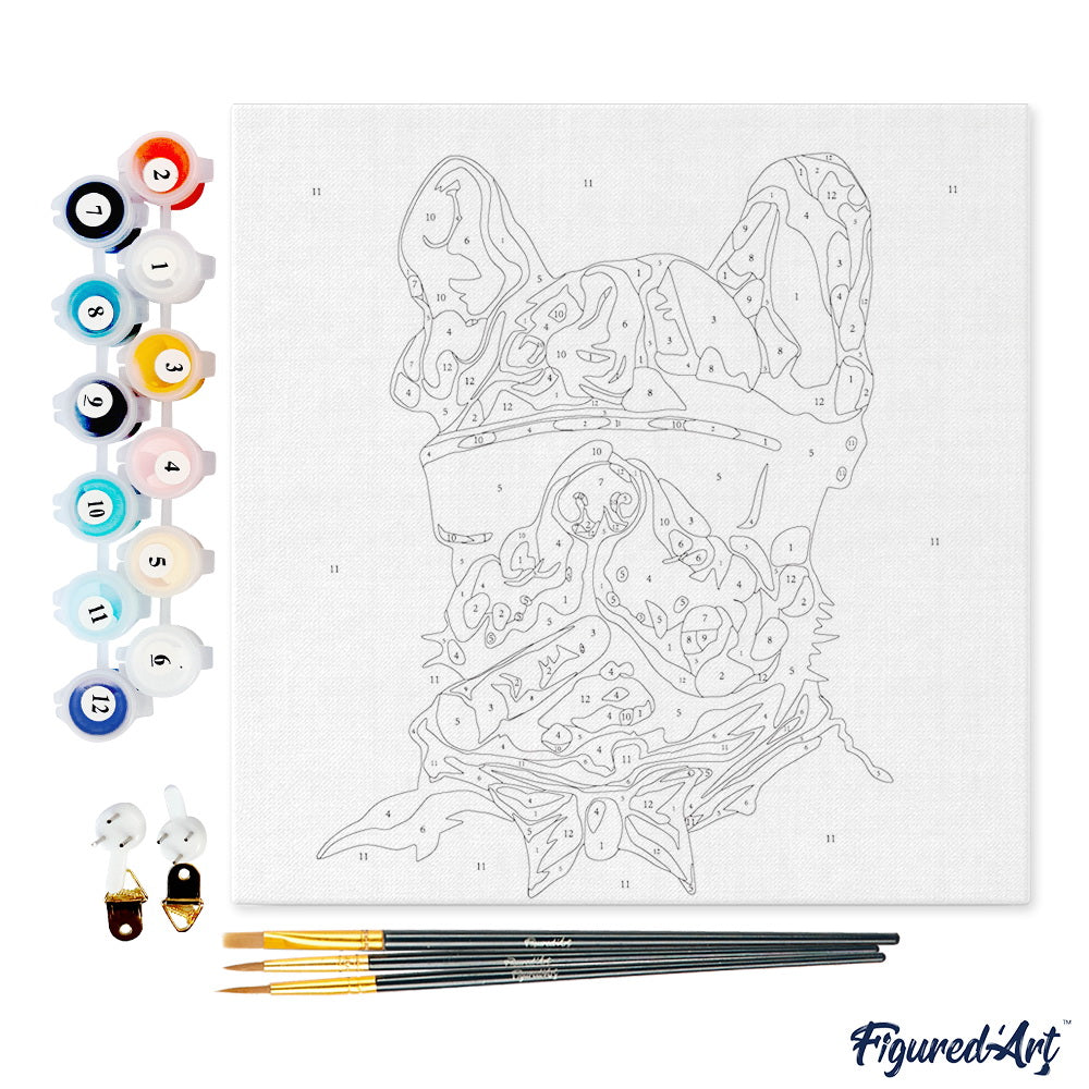 Mini Malen nach Zahlen mit Rahmen 20x20cm - Hund mit Zigarre - Kidis Art