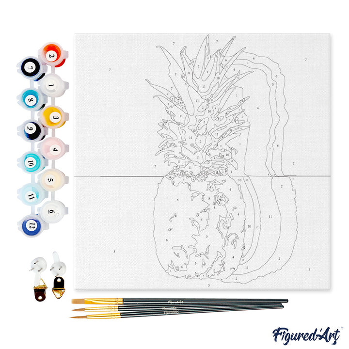 Mini Malen nach Zahlen mit Rahmen 20x20cm - Ananas