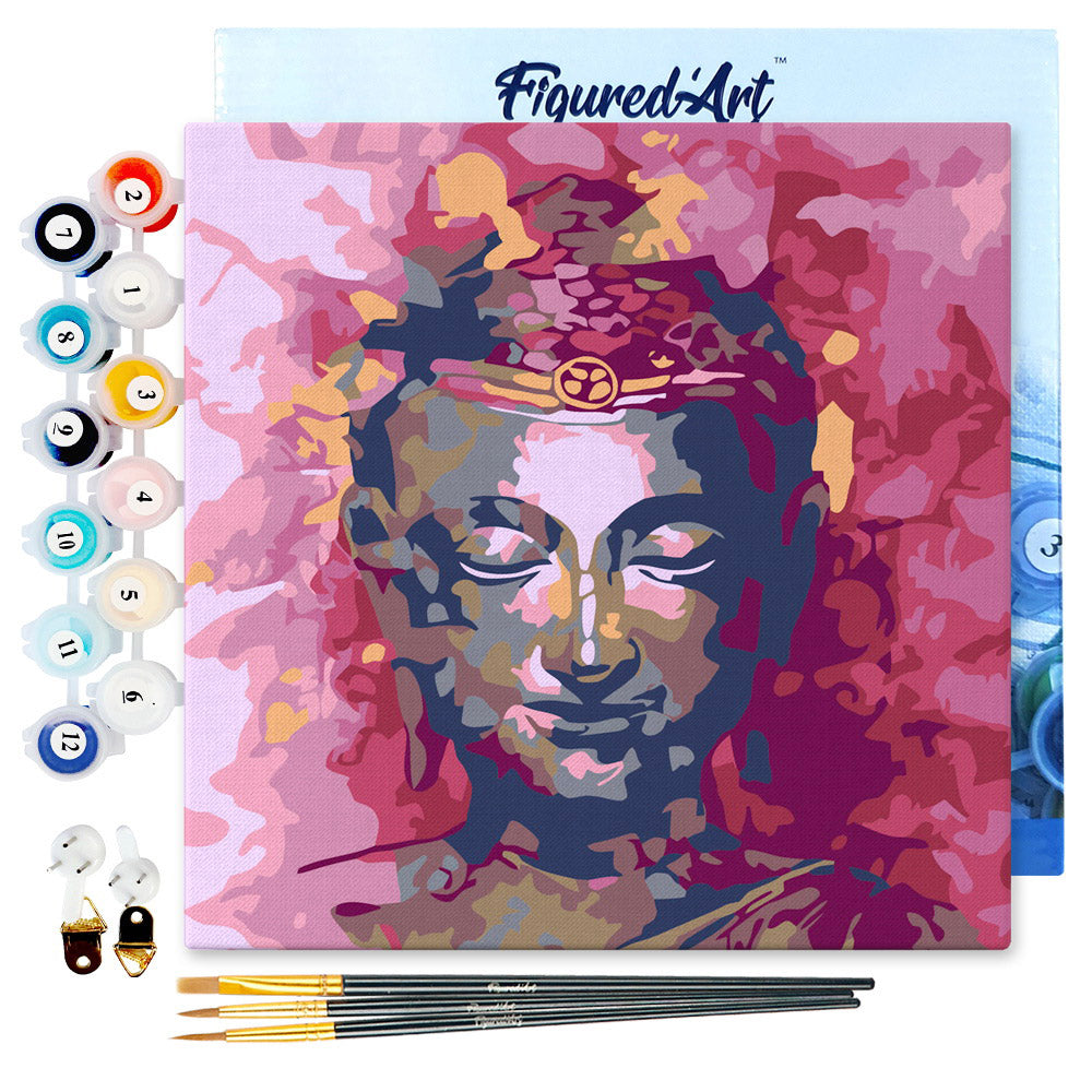 Mini Malen nach Zahlen mit Rahmen 20x20cm - Kostbarer Buddha - Kidis Art