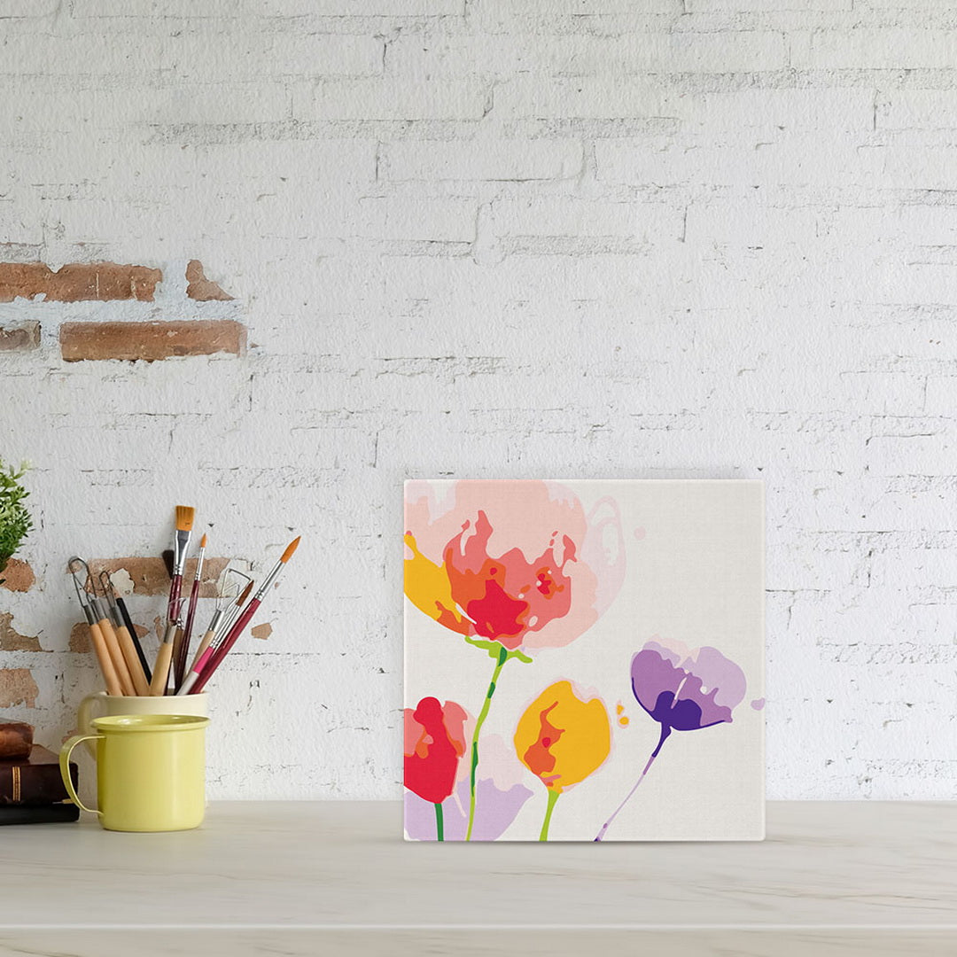 Mini Malen nach Zahlen mit Rahmen 20x20cm - Bunte Blumen - Kidis Art